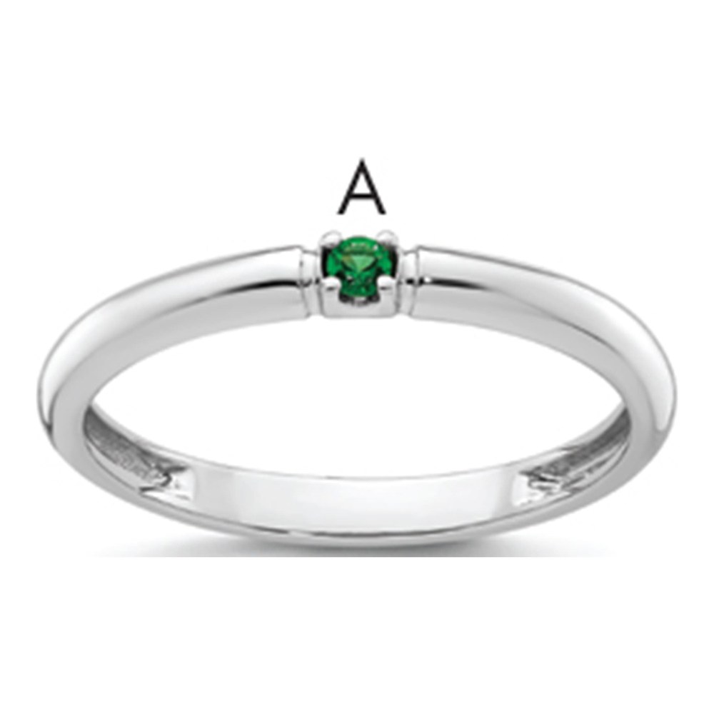 14K White Gold Rhodium-Plated Genuine 1 Birthstone Mother's Ring