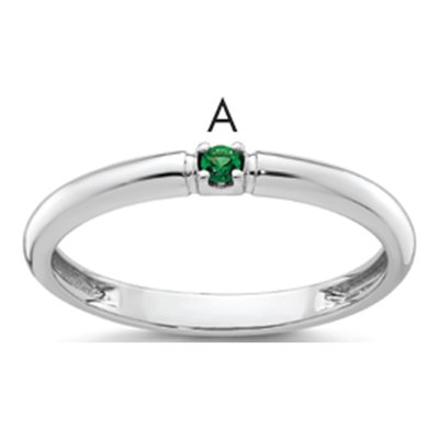 14K White Gold Mother's Ring