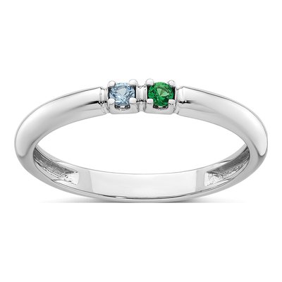 14K White Gold 2-Stone Birthstone Mother's Ring – view 2