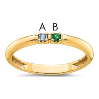 14K Yellow Gold Personalized 2-Stone Mother's Ring
