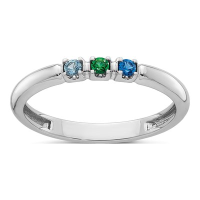 14K White Gold 3-Birthstone Mother's Ring – view 2
