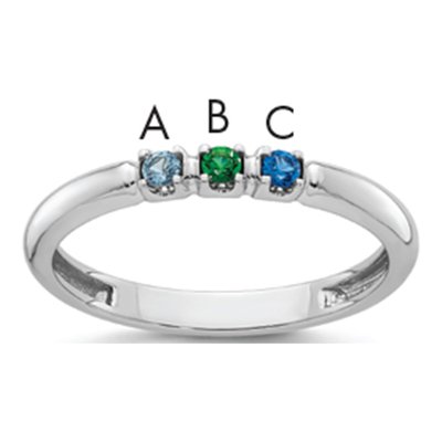 14K White Gold 3-Stone Mother's Ring