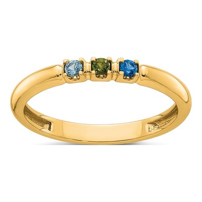 14K Yellow Gold 3-Stone Mother's Birthstone Ring – view 2