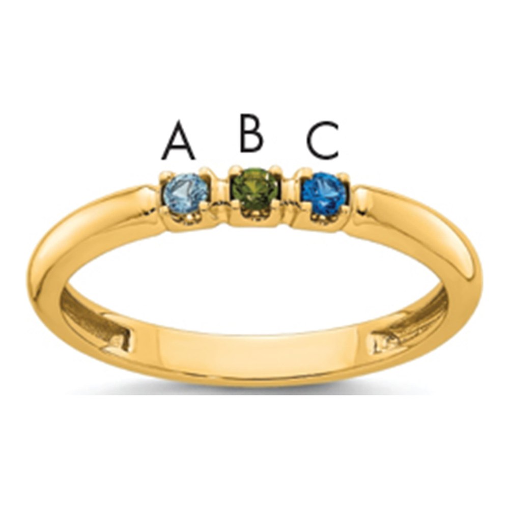 14K Yellow Gold 3 Genuine Birthstone Mother's Ring