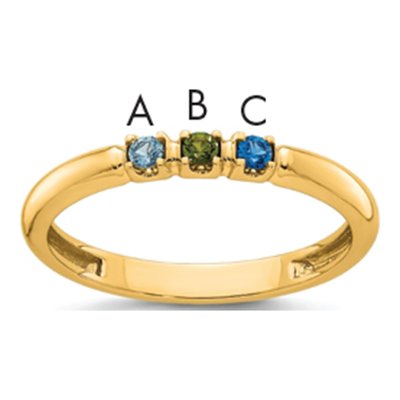14K Yellow Gold Personalized 3-Stone Mother's Ring