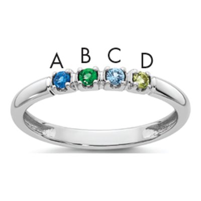 14K White Gold 4-Stone Mother's Ring