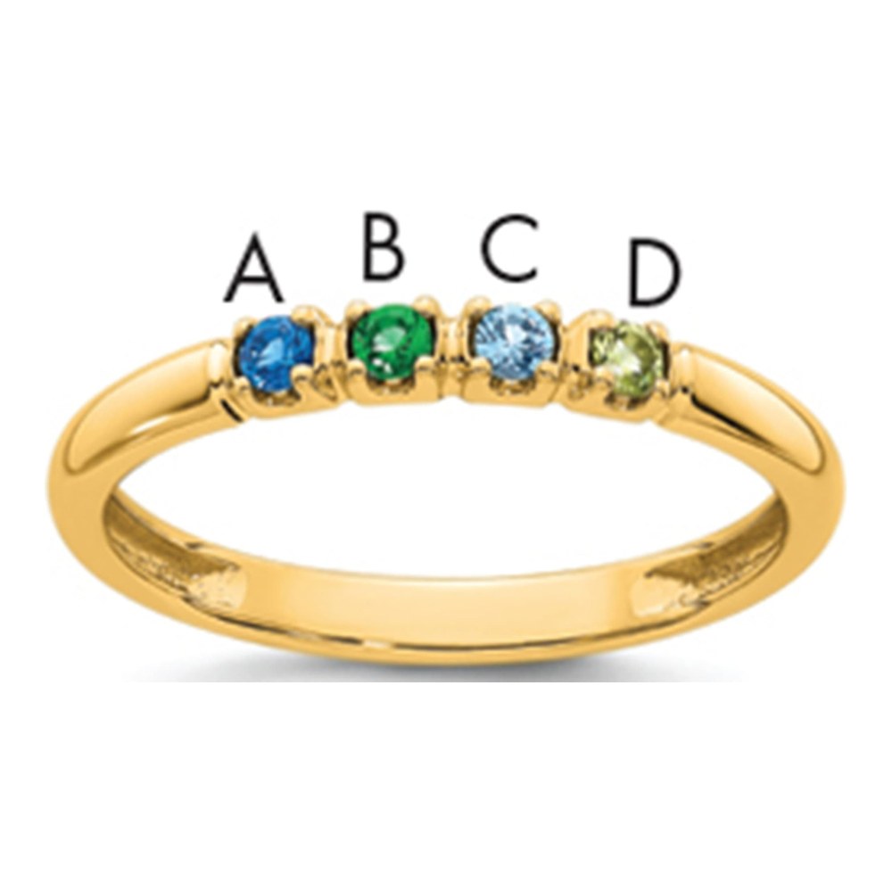 14K Yellow Gold 4 Genuine Birthstone Mother's Ring
