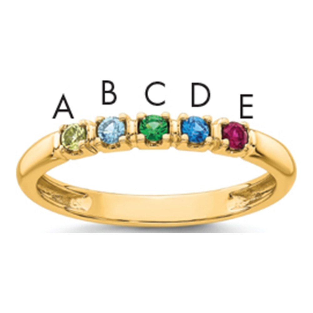 14K Yellow Gold 5 Synthetic Birthstone Mother's Ring