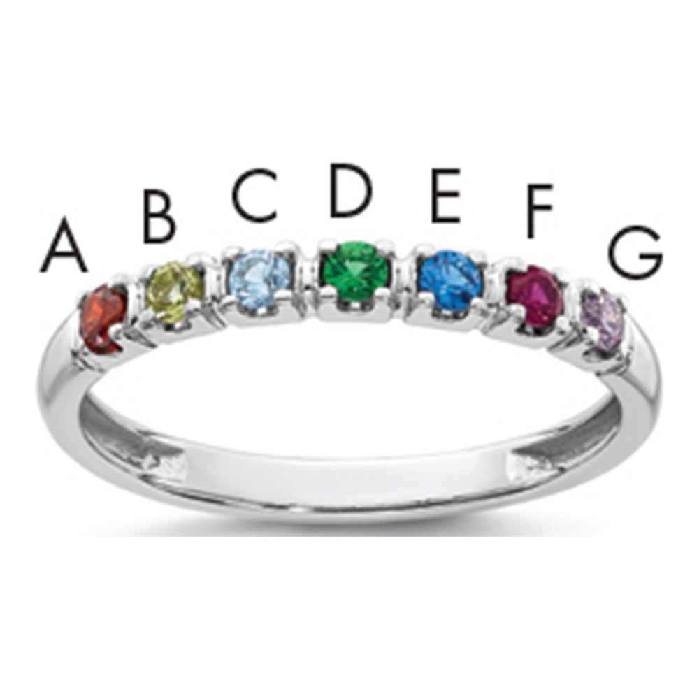 14K White Gold Rhodium-Plated Mother's Ring Mounting