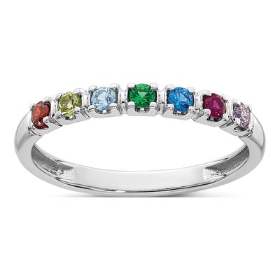 14K White Gold Personalized 7-Birthstone Mother's Ring – view 2