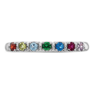 14K White Gold Personalized 7-Birthstone Mother's Ring – view 5