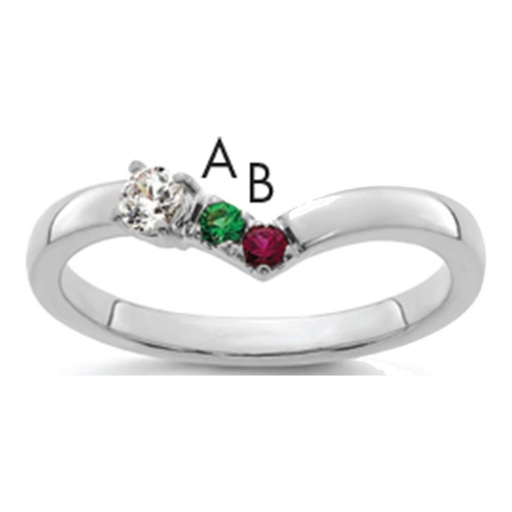 14K Wg 2 Birthstone With Diamond With Mother's Ring Mounting