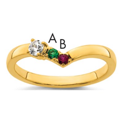 14K Yellow Gold 2-Stone Mother's Ring Mounting