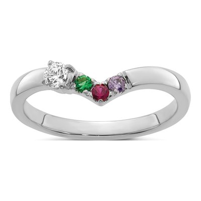 14K White Gold 3-Birthstone Mother's Ring Mounting