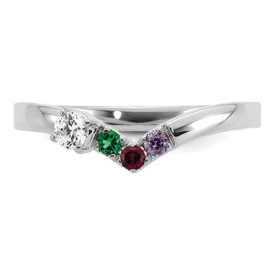 14K White Gold 1/10 ct tw 3-Stone Birthstone Mother's Ring – view 5