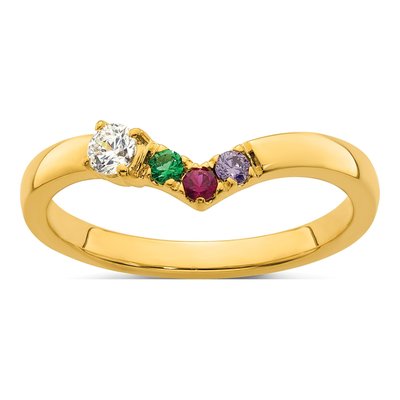 14K Yellow Gold 3-Stone Mother's Ring Mounting – view 2