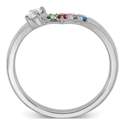14K White Gold 1/10 ct tw 4-Stone Birthstone Diamond Mother's Ring – view 3