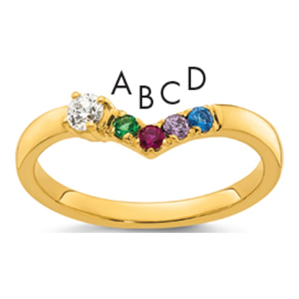 14K 4 Birthstone With Diamond Mother's Ring Mounting