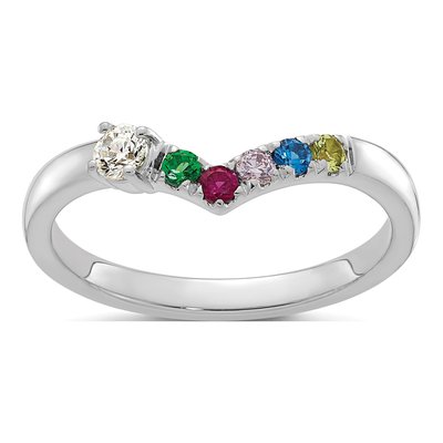 14K White Gold 5-Stone Mother's Ring Mounting – view 2