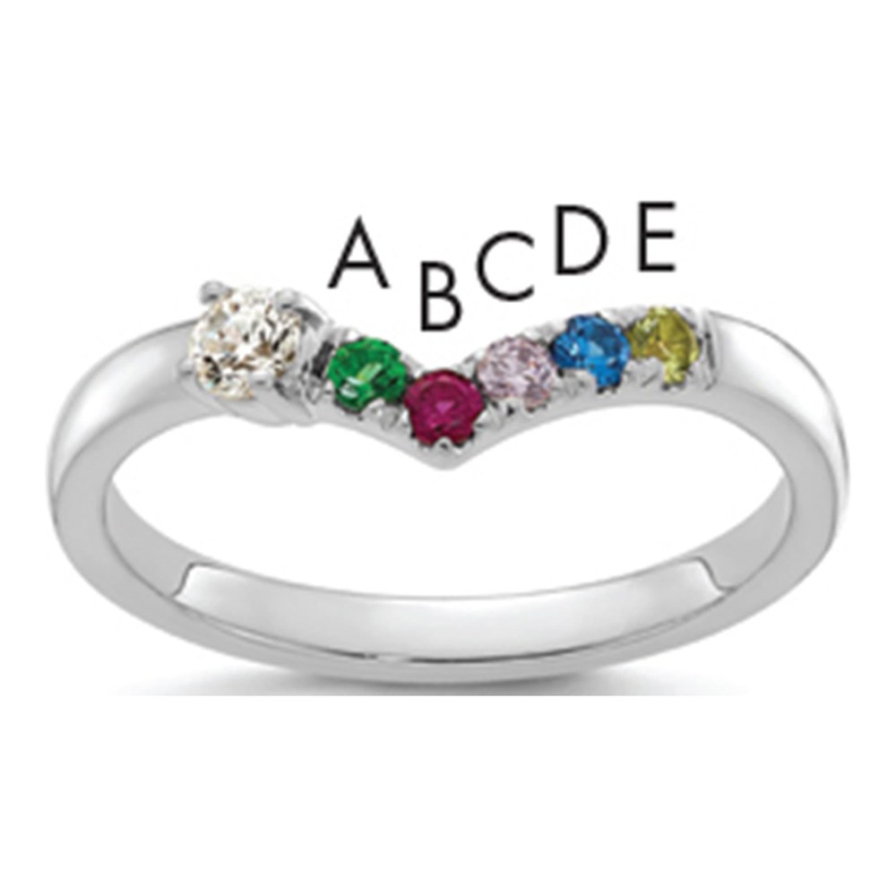 14K Wg 5 Birthstone With Diamond With Mother's Ring Mounting