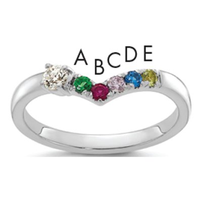 14K White Gold 1/10 ct tw Mother's Ring