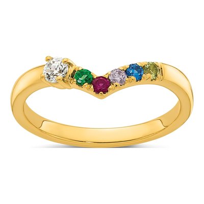 14K Yellow Gold 1/10 ct tw 5-Stone Birthstone Diamond Mother's Ring – view 2