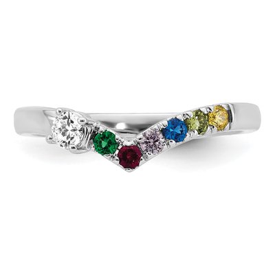 14K White Gold 6-Stone Mother's Ring Mounting – view 5