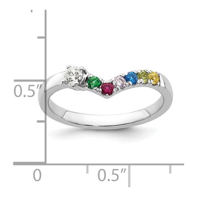 14K White Gold 6-Stone Mother's Ring Mounting – view 6