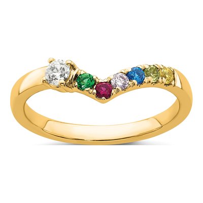14K Yellow Gold 6-Stone Mother's Ring Mounting – view 2
