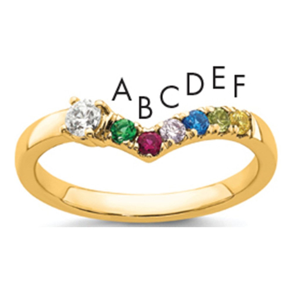 14K 6 Birthstone With Diamond Mother's Ring Mounting