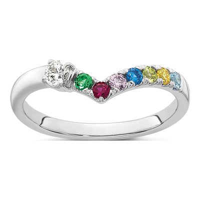 14K White Gold 7-Stone Mother's Ring Mounting – view 2