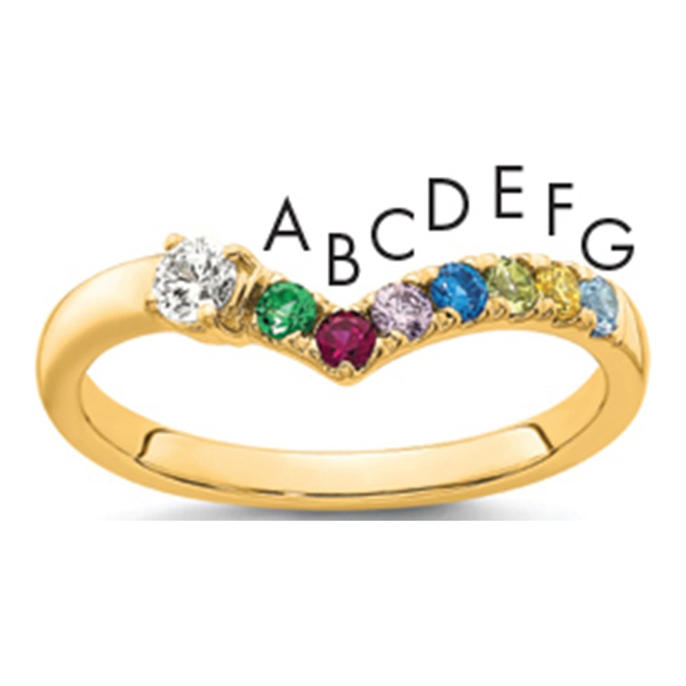 14K 7 Birthstone With Diamond Mother's Ring Mounting