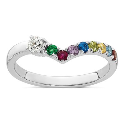 14K White Gold 8-Birthstone Mother's Ring Mounting – view 2
