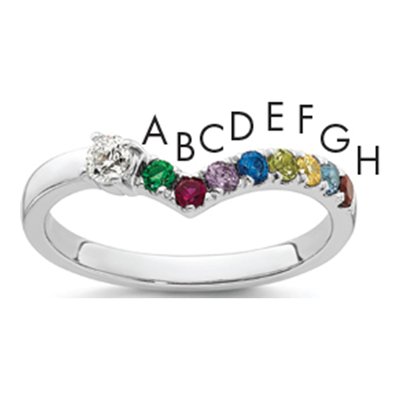 14K White Gold 1/10 ct tw Mother's Ring