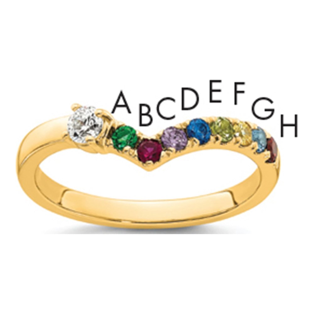 14K 8 Synthetic Birthstone With Diamond Mother's Ring