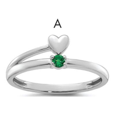 14K White Gold Heart Mother's Ring Mounting
