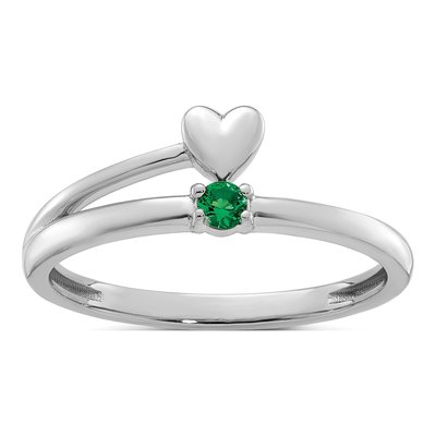 14K White Gold Heart Mother's Ring – view 2