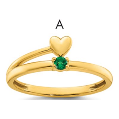 14K Yellow Gold Heart Mother's Ring