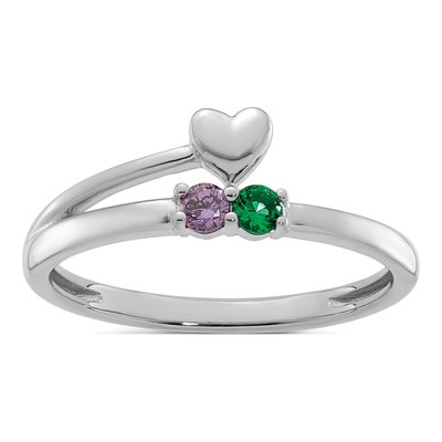 14K White Gold Heart Mother's Ring – view 2