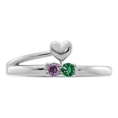 14K White Gold Heart Mother's Ring – view 5