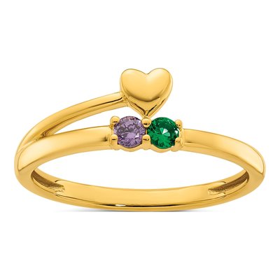 14K Yellow Gold Heart Mother's Ring Mounting – view 2
