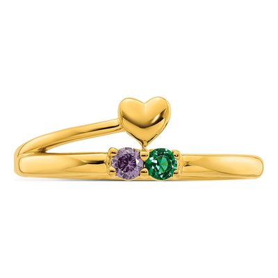 14K Yellow Gold Heart Mother's Ring Mounting – view 5