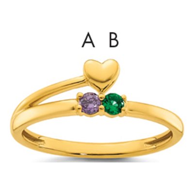 14K Yellow Gold Heart Mother's Ring Mounting