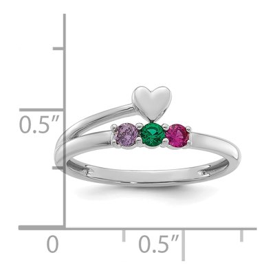 14K White Gold Heart Mother's Ring Mounting – view 6