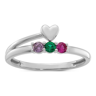 14K White Gold Heart Mother's Ring – view 2