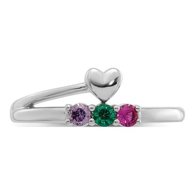 14K White Gold Heart Mother's Ring – view 5