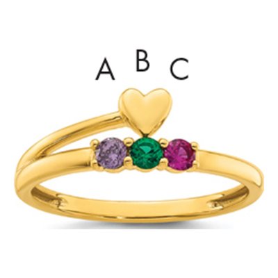 14K Yellow Gold Heart Mother's Ring Mounting