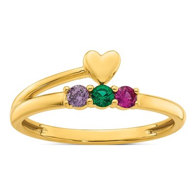 14K Yellow Gold Heart Mother's Ring – view 2