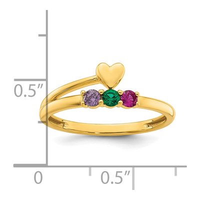 14K Yellow Gold Heart Mother's Ring – view 6