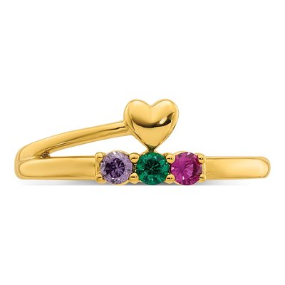 14K Yellow Gold Heart Mother's Ring – view 5